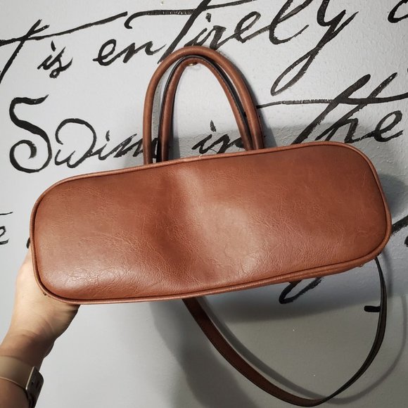 London Fog Lark Tan Ostrich-Embossed Dome Satchel - Picture 9 of 9